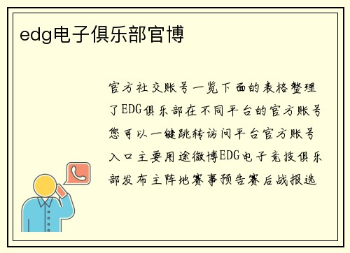 edg电子俱乐部官博